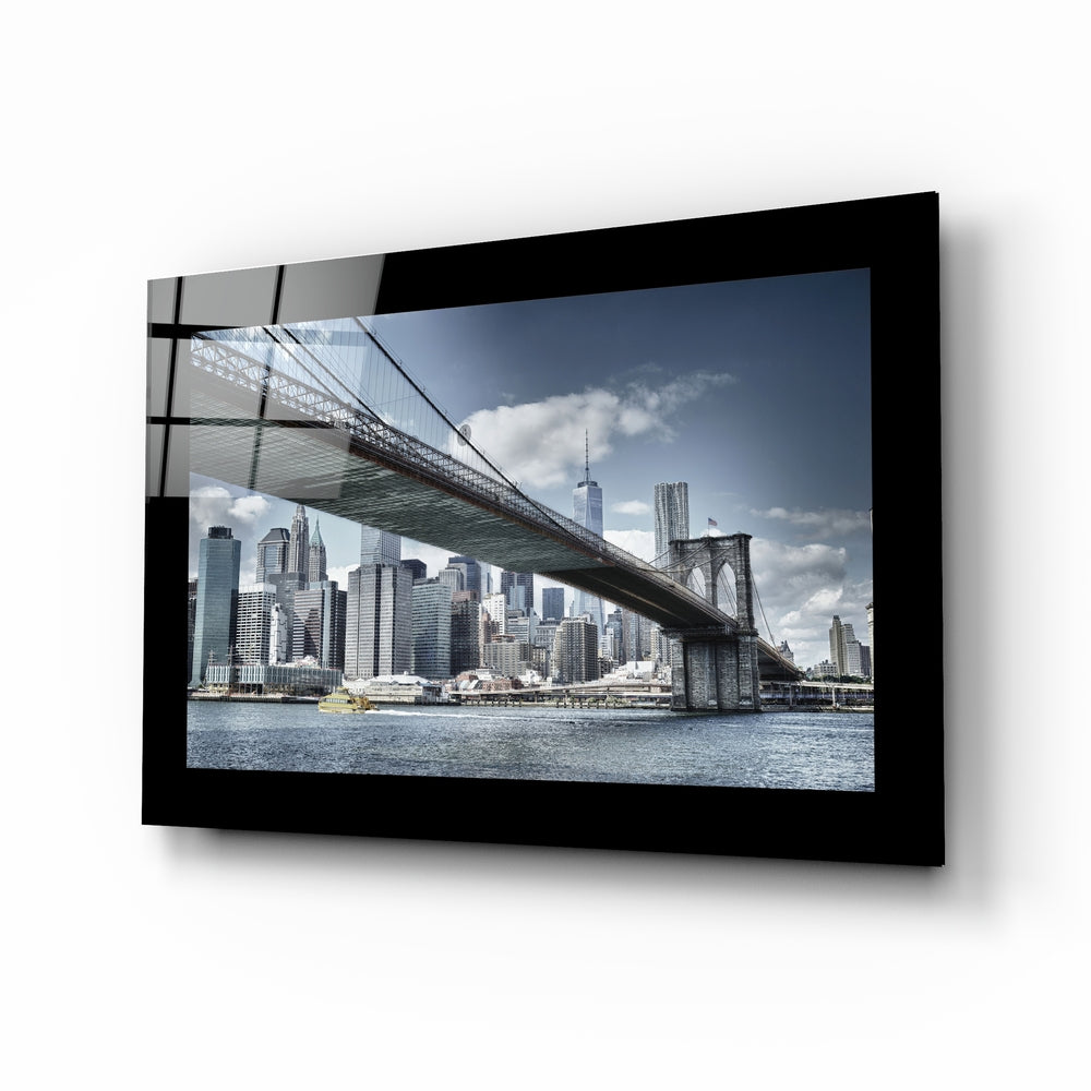 Brooklyn Bridge Glass Wall Art on wall