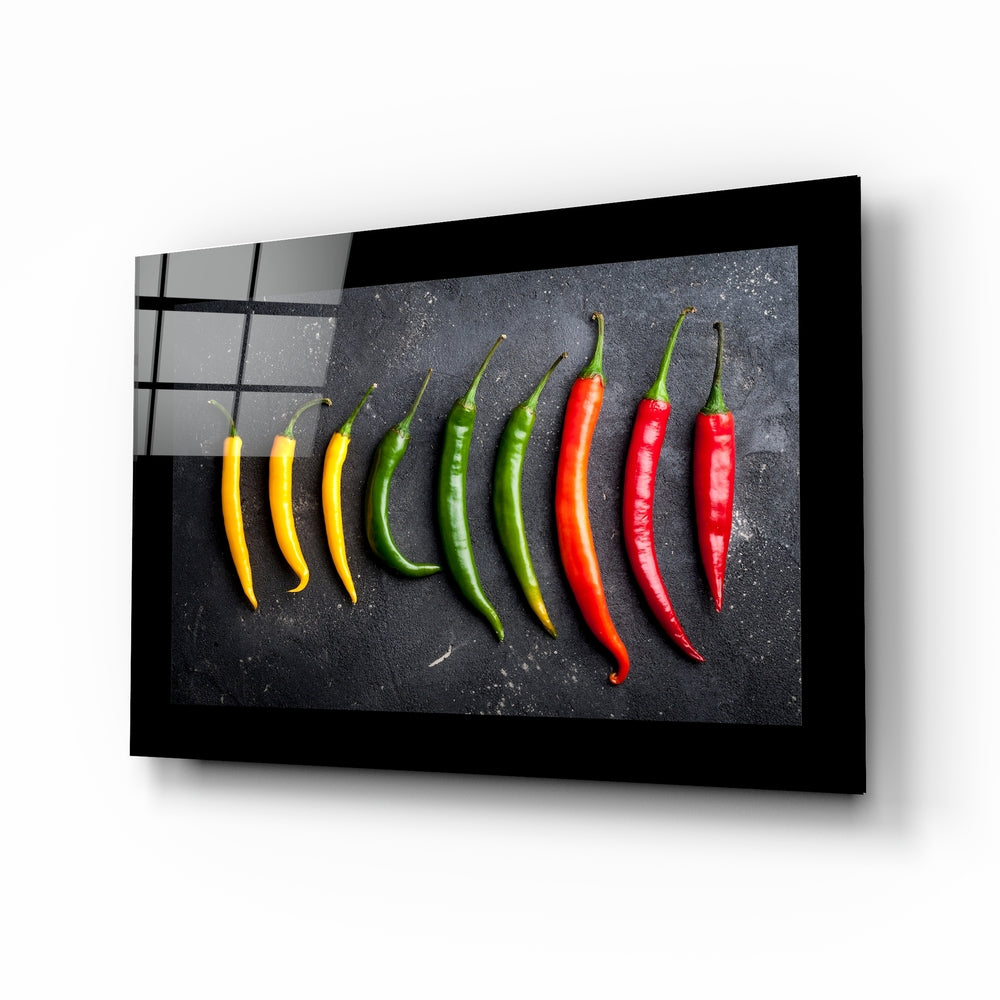 Peppers still life glass wall art