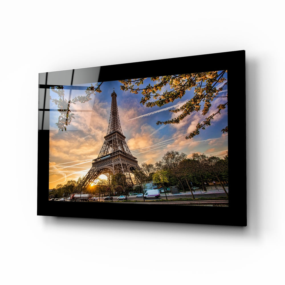 Eiffel Tower twilight glass wall art
