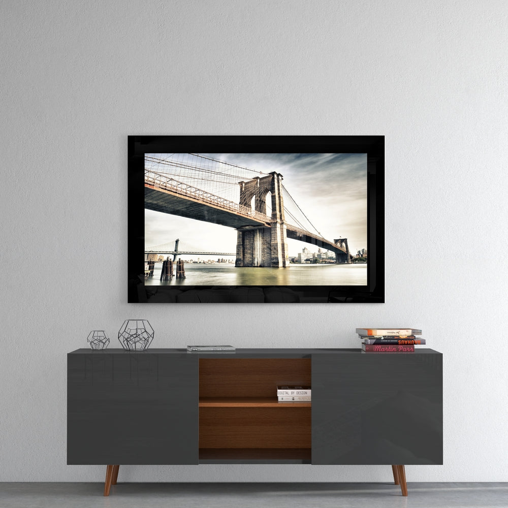 Brooklyn Bridge Editorial Glass Wall Art