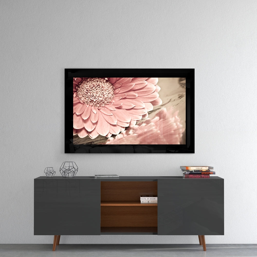 Dusty Rose Daisy Glass Wall Art