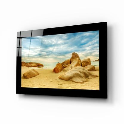 Sand and Rocks coastal glass wall art