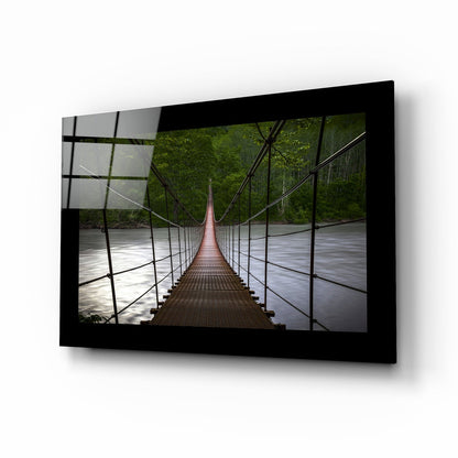 Forest footbridge landscape glass wall art