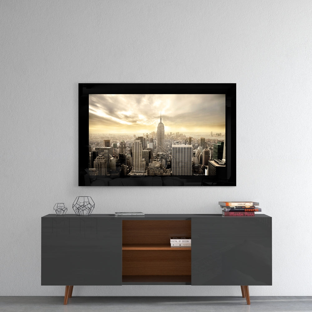 New York Skyline Sunbeam Glass Wall Art