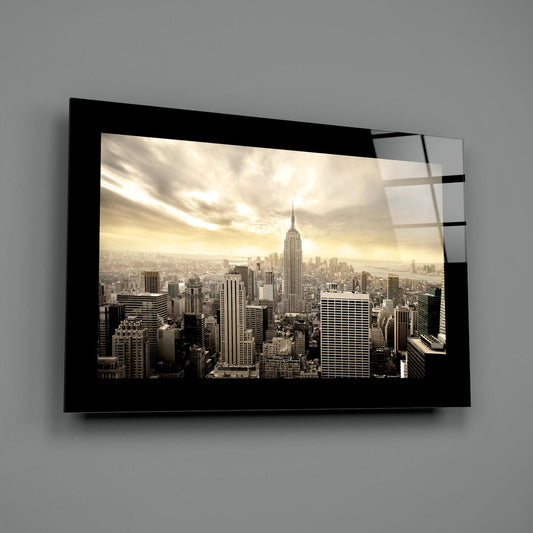 New York Skyline Sunbeam Glass Wall Art