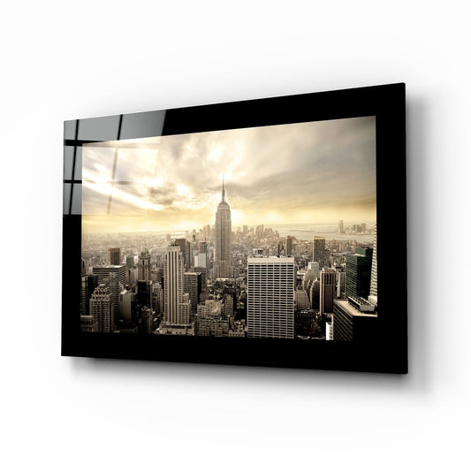 New York skyline sunbeam glass wall art