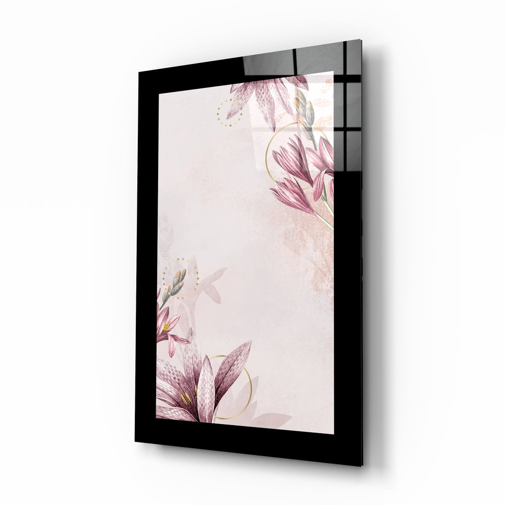 Blush pink floral glass wall art