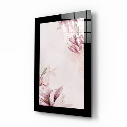 Blush pink floral glass wall art
