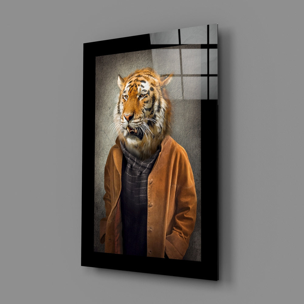 Tiger Glass Wall Art Surreal Gentleman Print