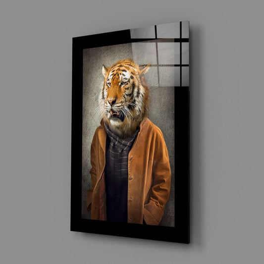 Tiger Glass Wall Art Surreal Gentleman Print