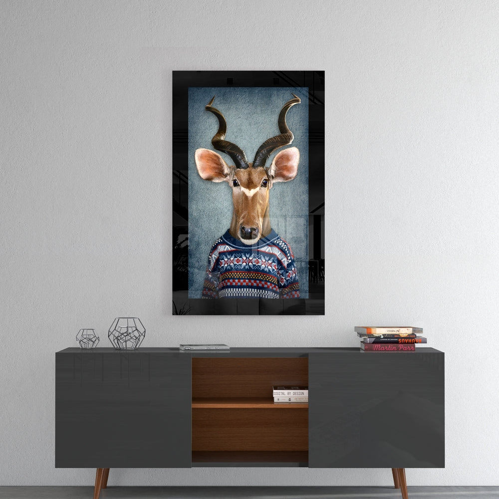 Surreal Kudu Portrait Glass Wall Art