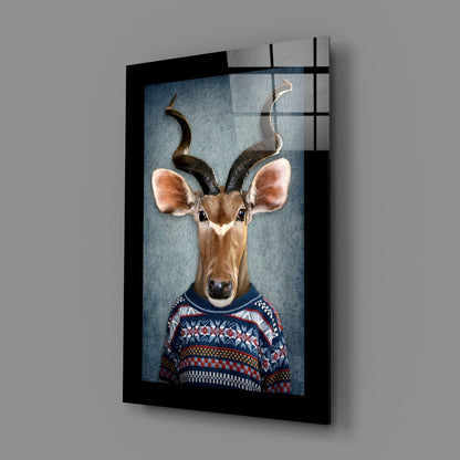 Surreal Kudu Portrait Glass Wall Art