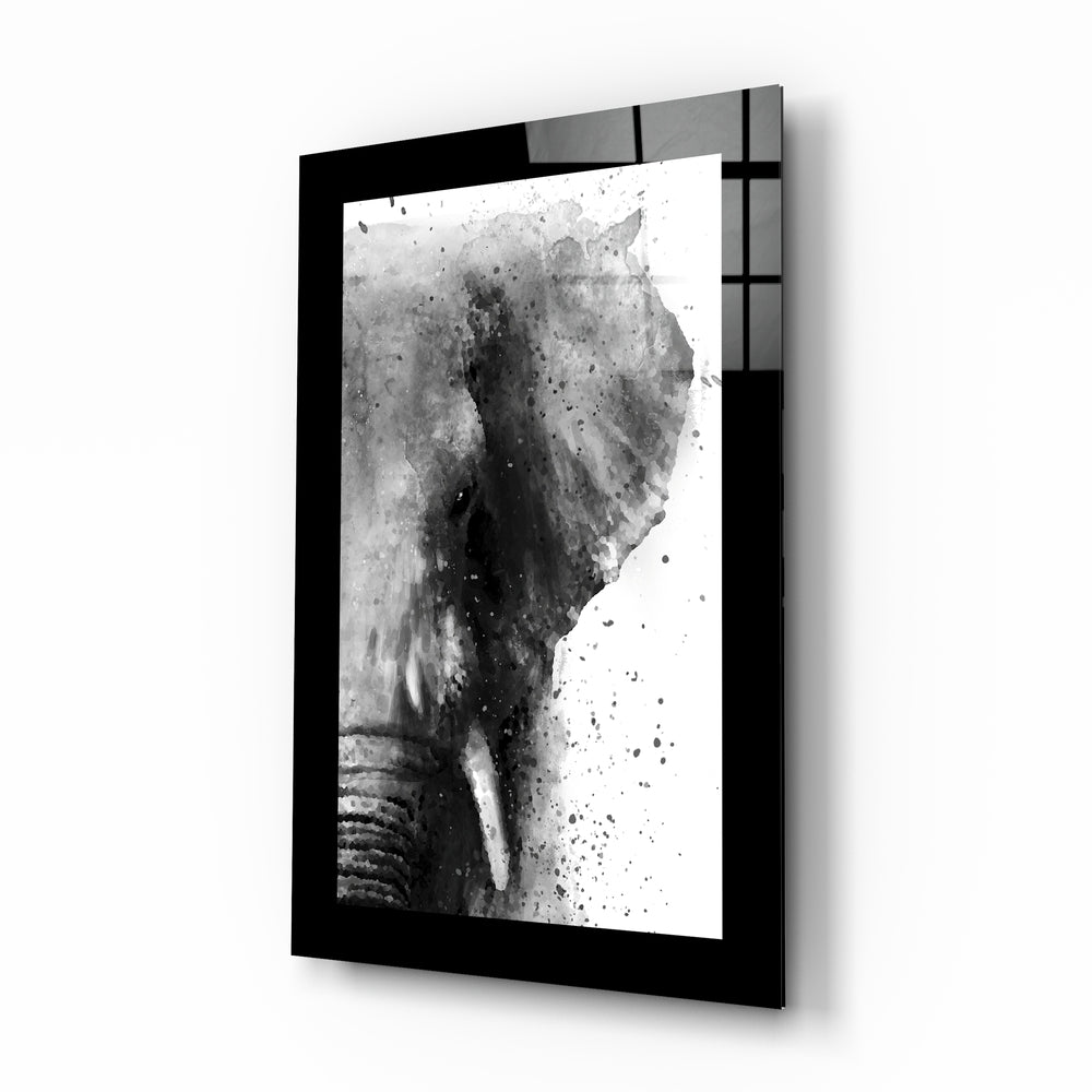 Watercolor Elephant Portrait Glass Art
