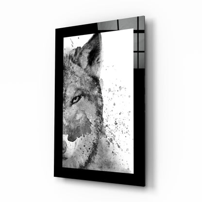 Wolf watercolor glass wall art print