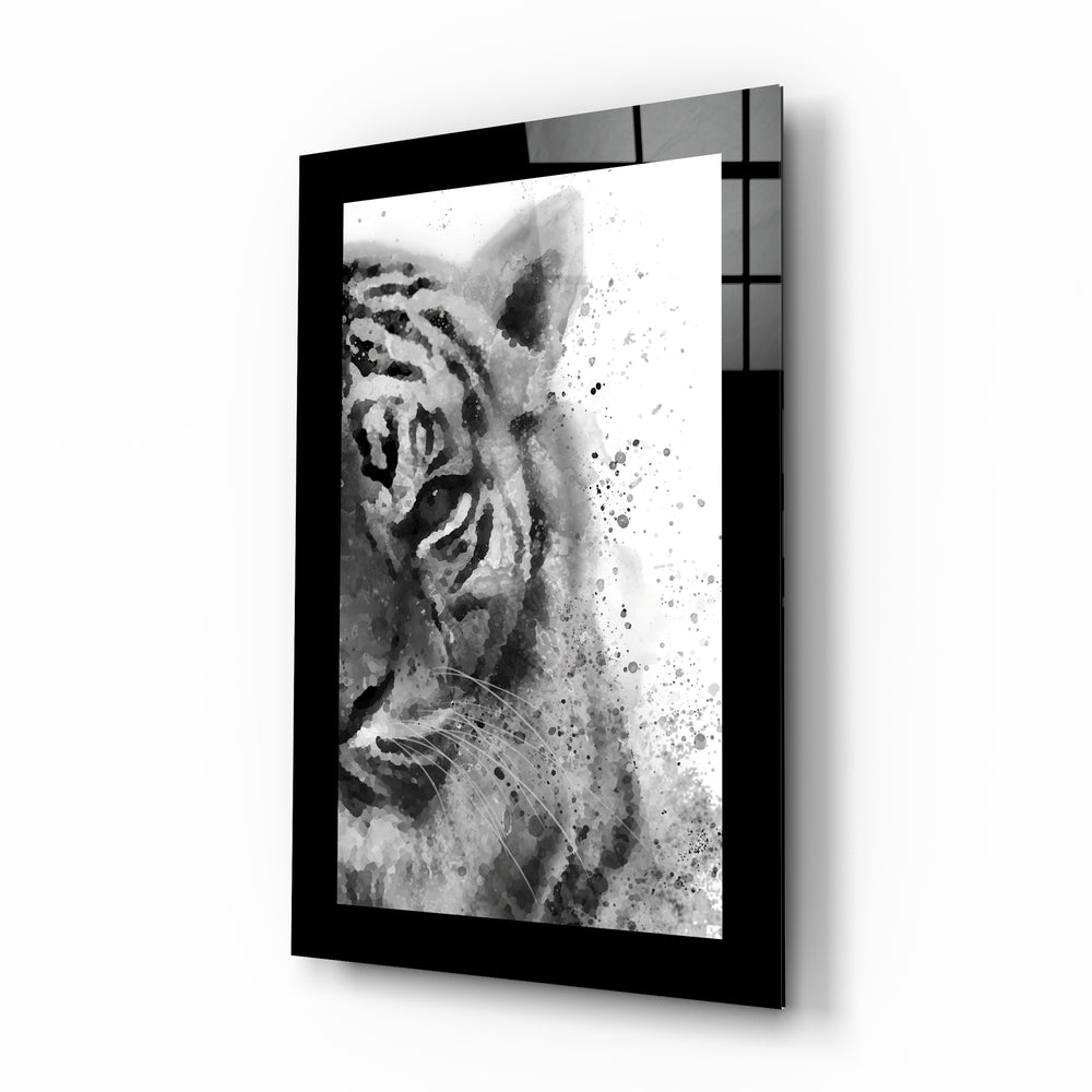 Tiger glass wall art minimal watercolor design
