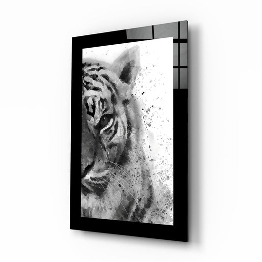 Tiger glass wall art minimal watercolor design