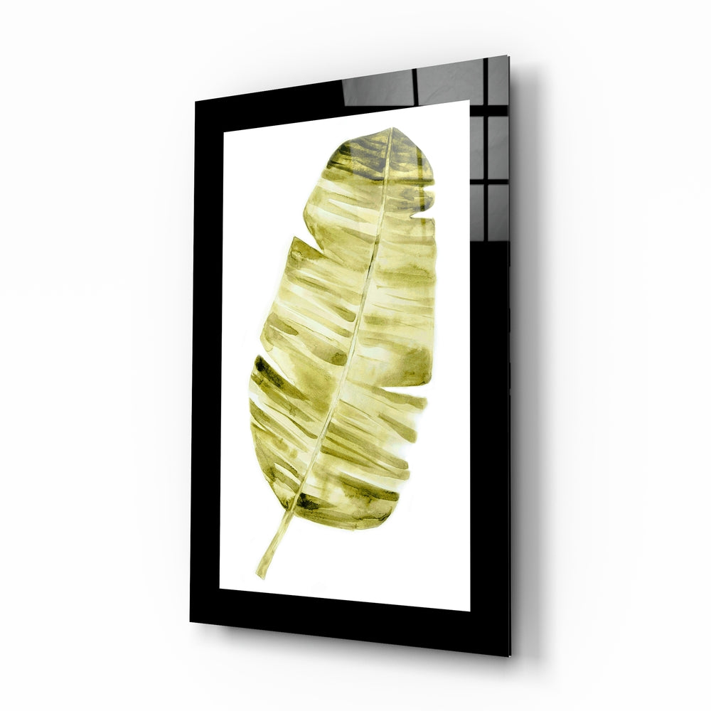 Leaf glass wall art botanical watercolor