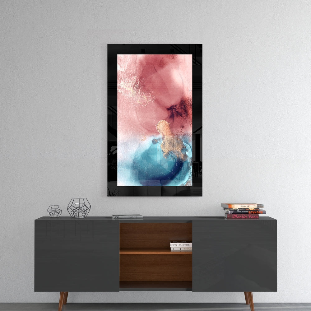 Pink and Blue Abstract Glass Wall Art