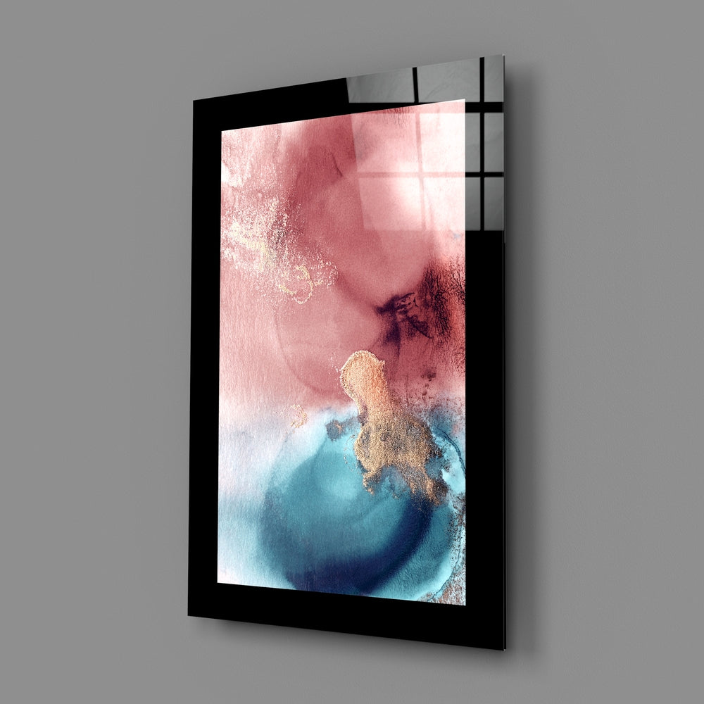 Pink and Blue Abstract Glass Wall Art