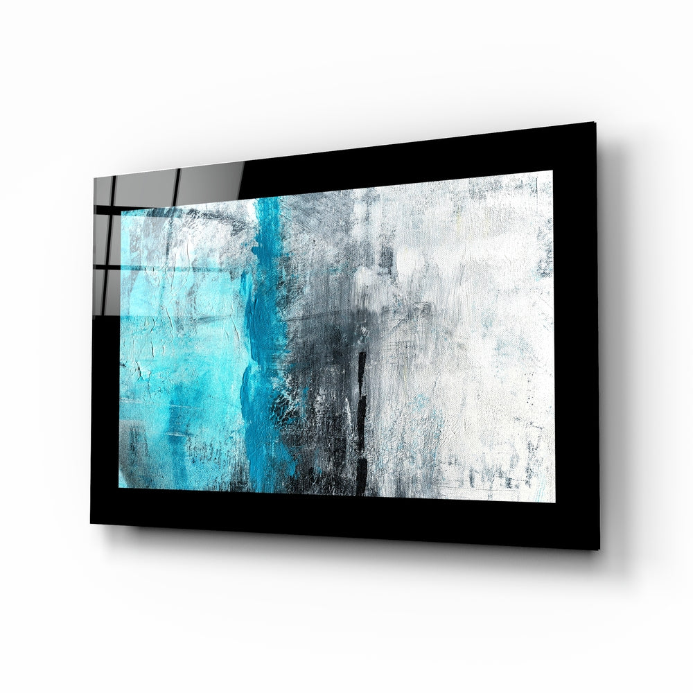 Blue and blue abstract glass wall art