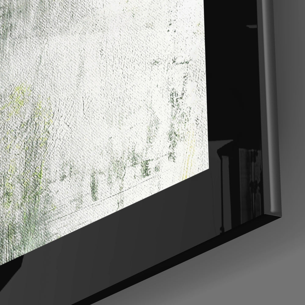 Lime Yellow and Gray Textured Abstract Glass Wall Art