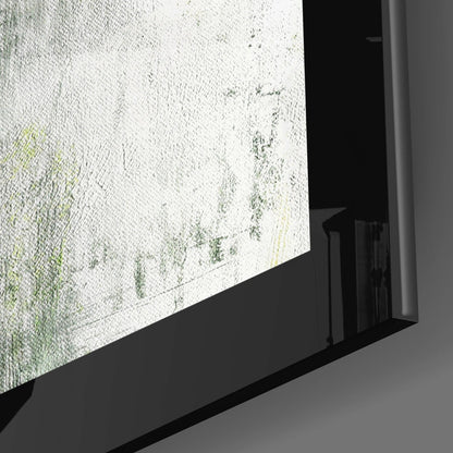 Lime Yellow and Gray Textured Abstract Glass Wall Art