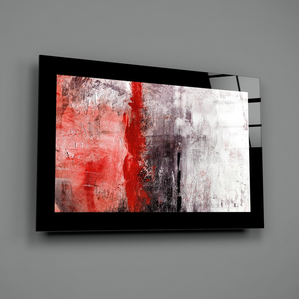 Red and Charcoal Abstract Glass Wall Art