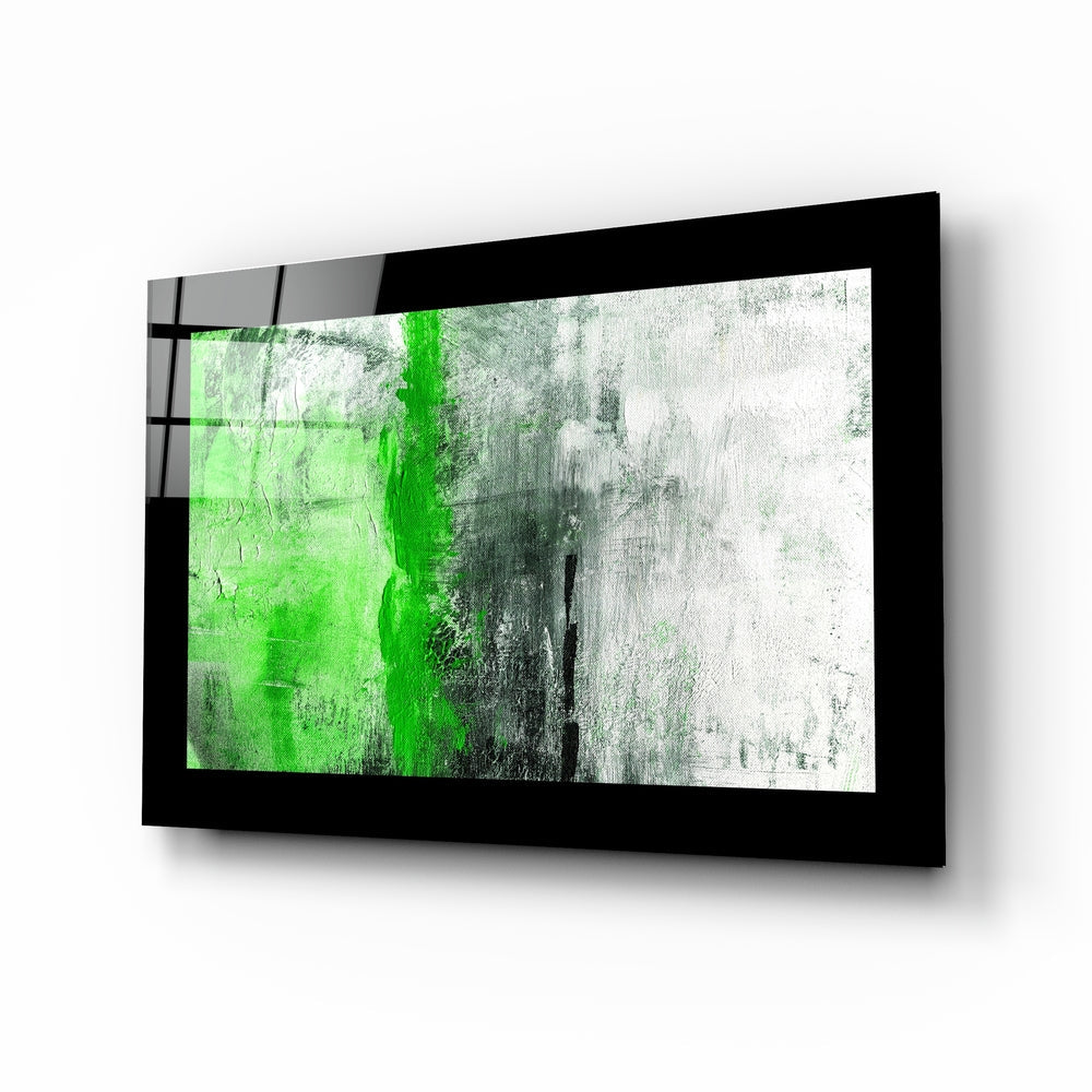 Vivid Green Stripe Abstract Glass Wall Art