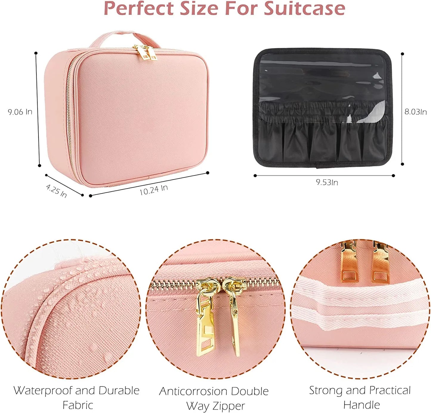 Makeup Organizer Bag with Light-Up Mirror – Travel-Ready Beauty Station with Adjustable Dividers & LED Lighting