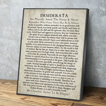 Desiderata poem canvas wall art by Max Ehrmann, inspirational decor