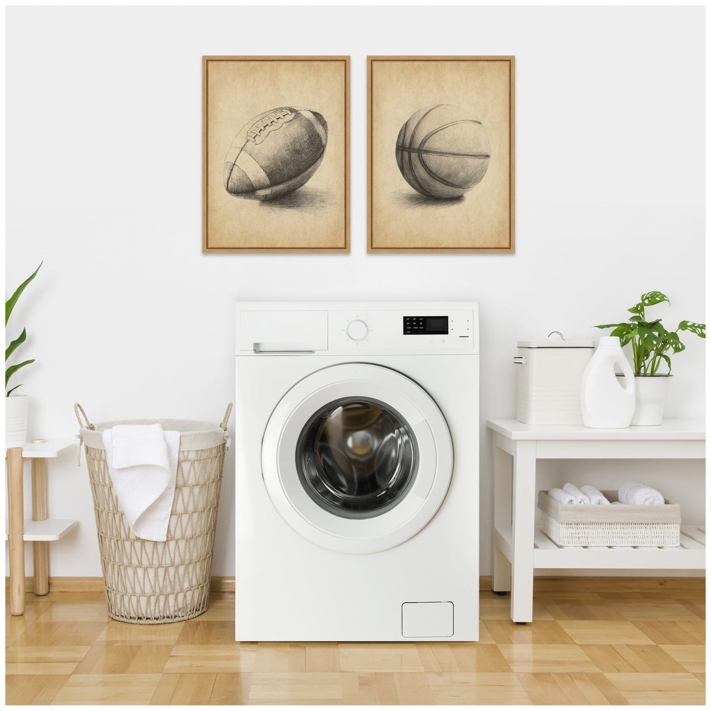 Vintage Football and Basketball 2 Piece Canvas Set