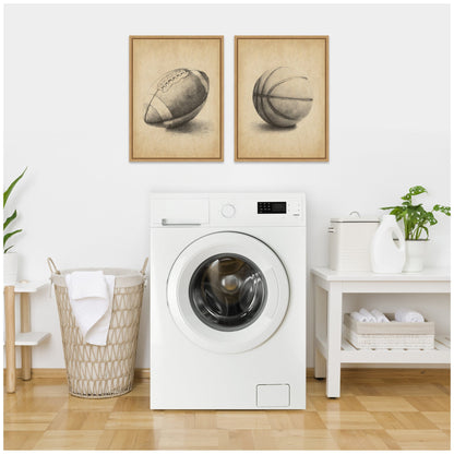 Vintage Football and Basketball 2 Piece Canvas Set