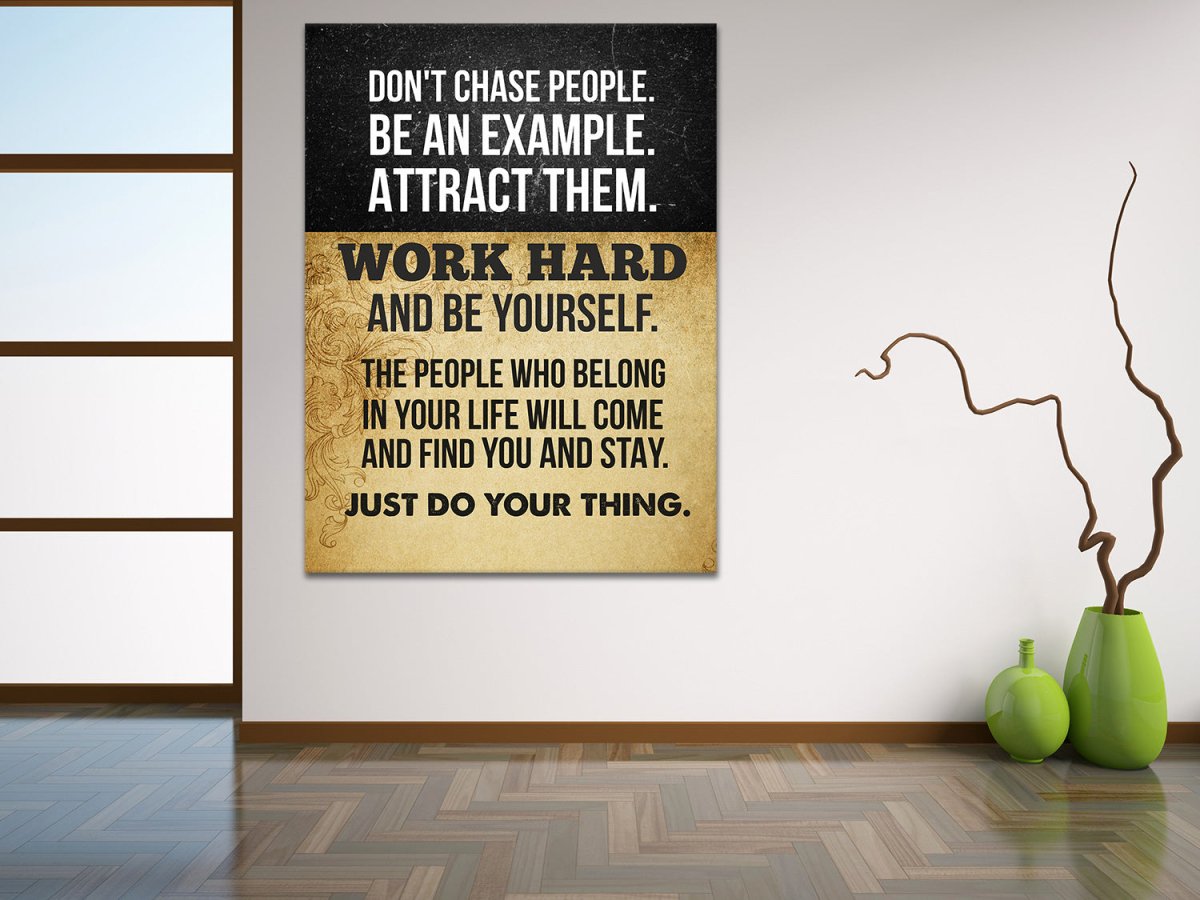 Work hard and be yourself motivational canvas wall art