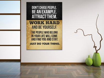 Work hard and be yourself motivational canvas wall art