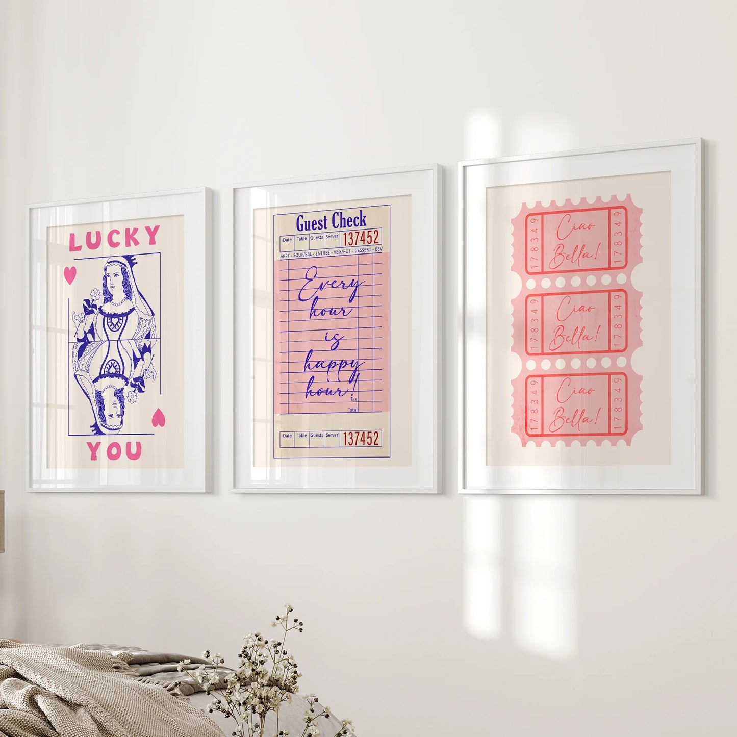 Guest Check Playing Card Retro Dopamine Wall Art Set
