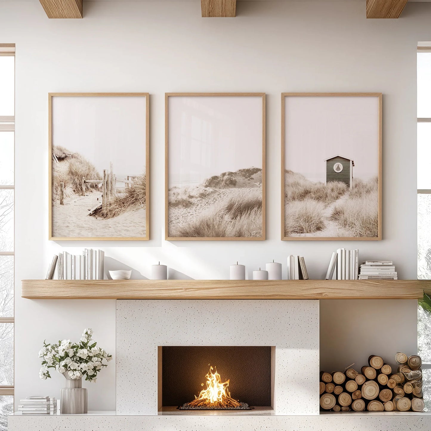 Minimalist Coastal Gallery Wall Beige Beach Decor Set