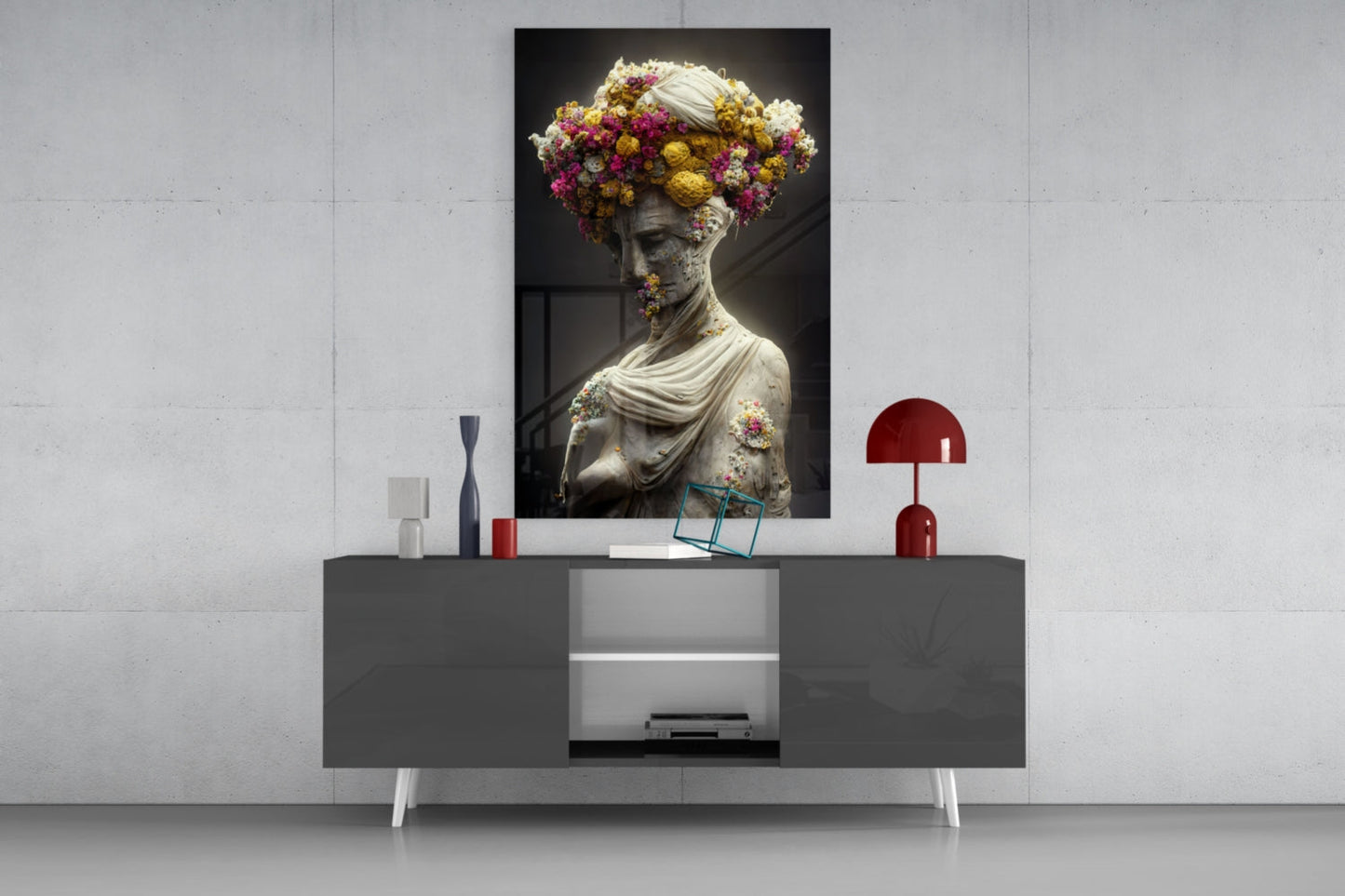 Abandoned Statue Glass Wall Art