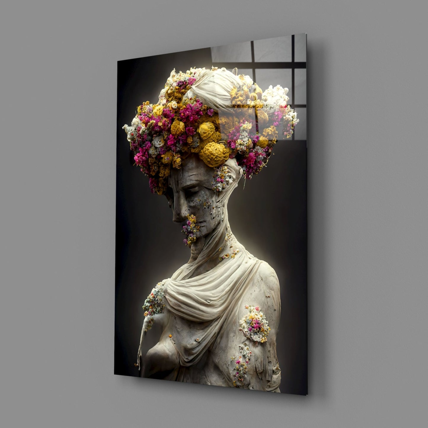 Abandoned Statue Glass Wall Art