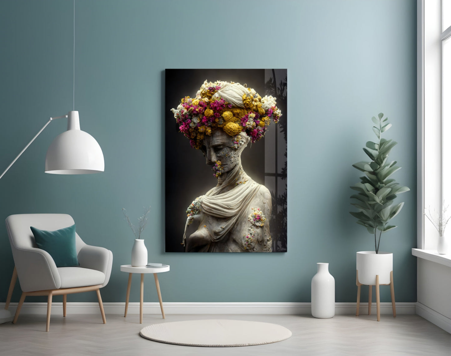 Abandoned Statue Glass Wall Art