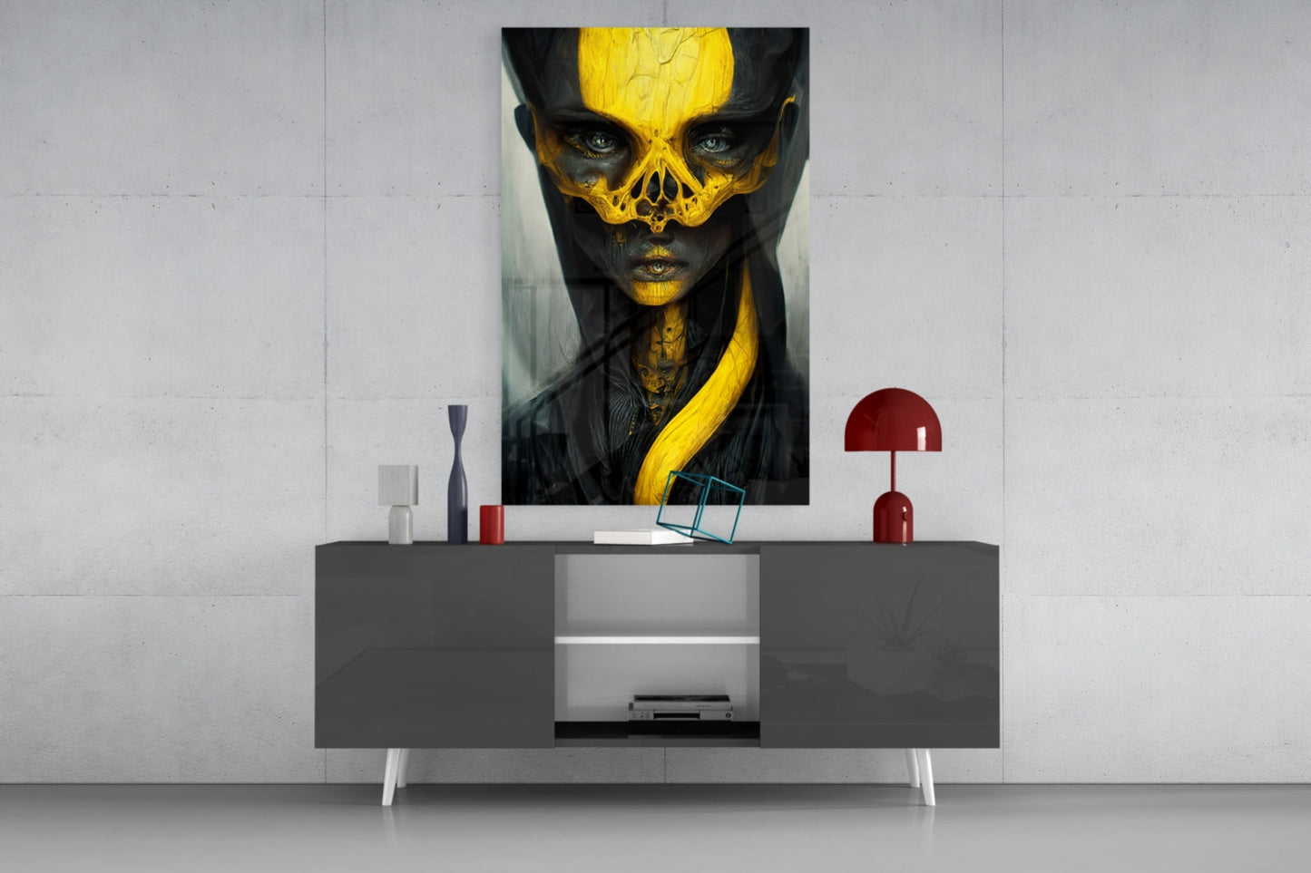 Ritual Mask Glass Wall Art