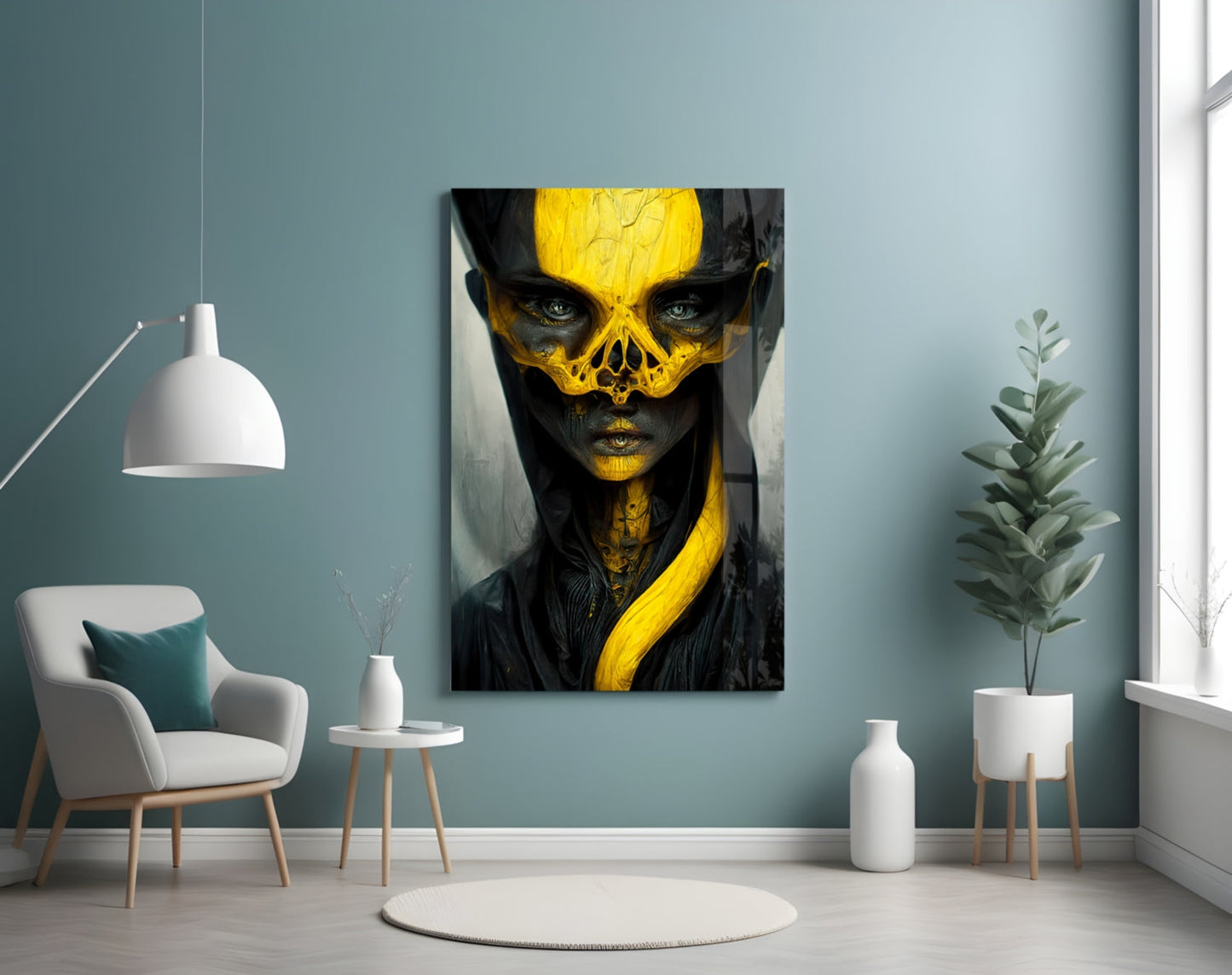 Ritual Mask Glass Wall Art