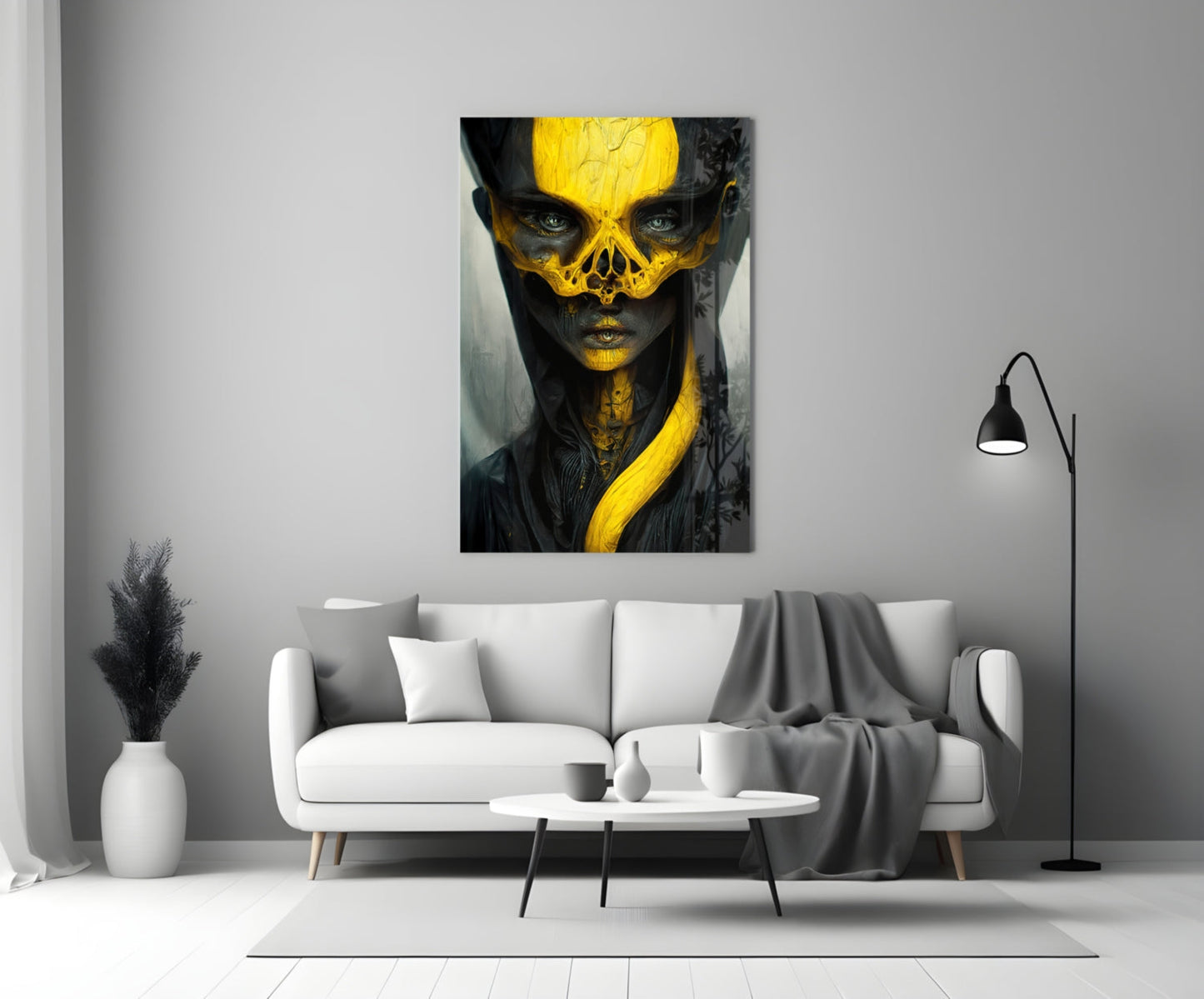 Ritual Mask Glass Wall Art