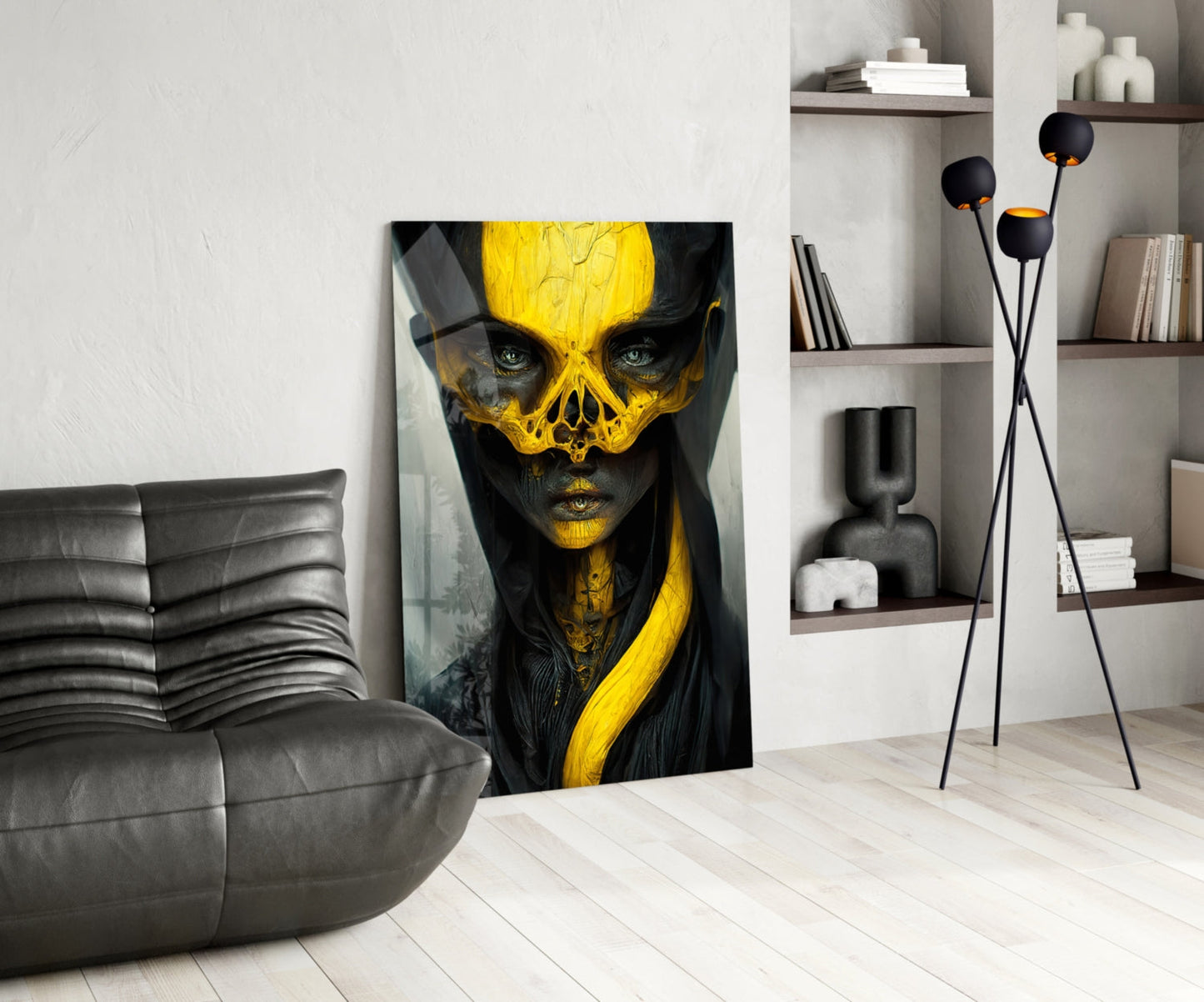 Ritual Mask Glass Wall Art
