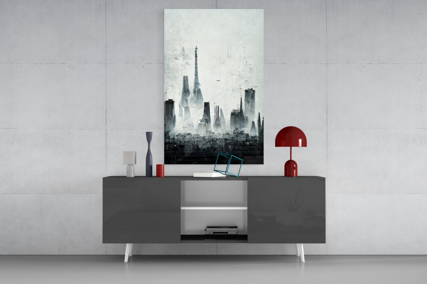 Old City Silhouette Glass Wall Art