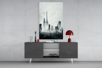 Old City Silhouette Glass Wall Art