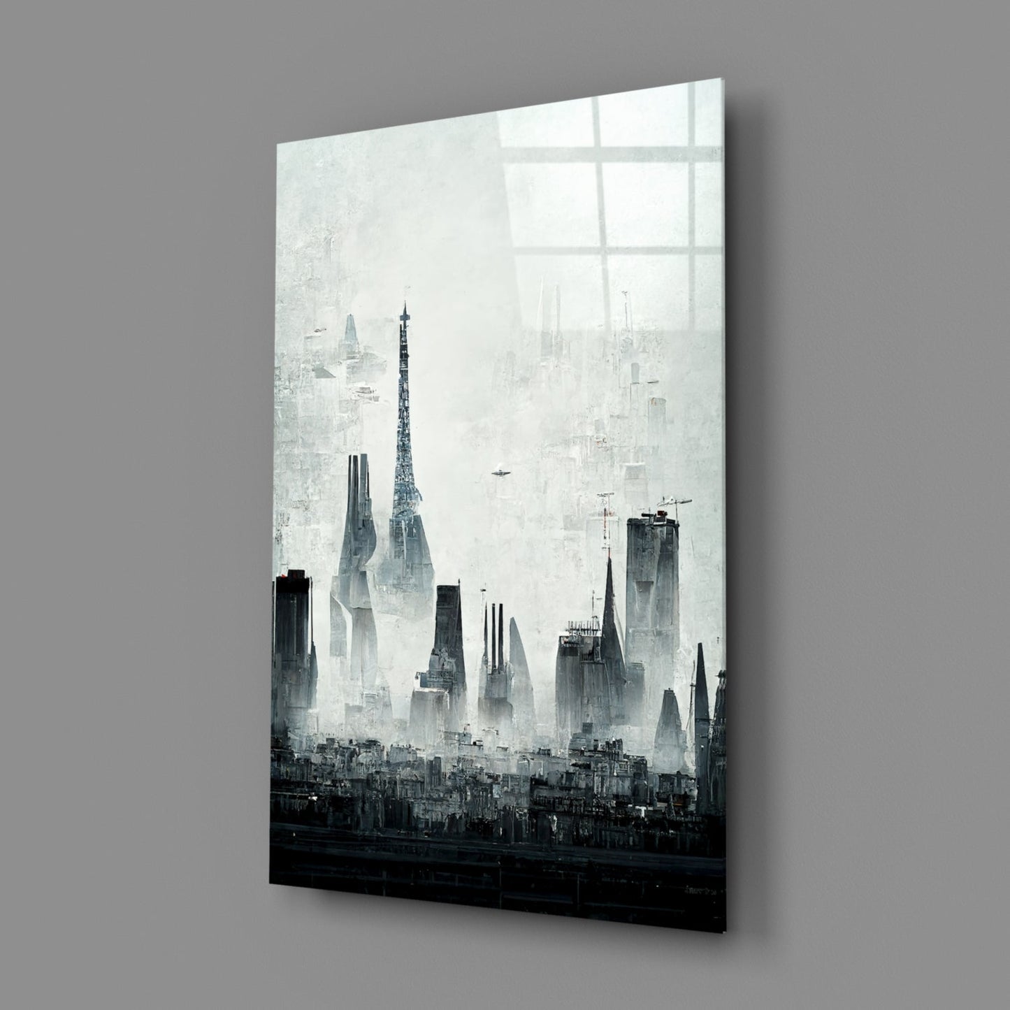 Old City Silhouette Glass Wall Art