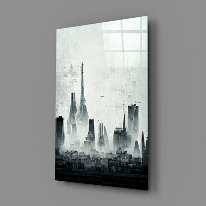 Old City Silhouette Glass Wall Art