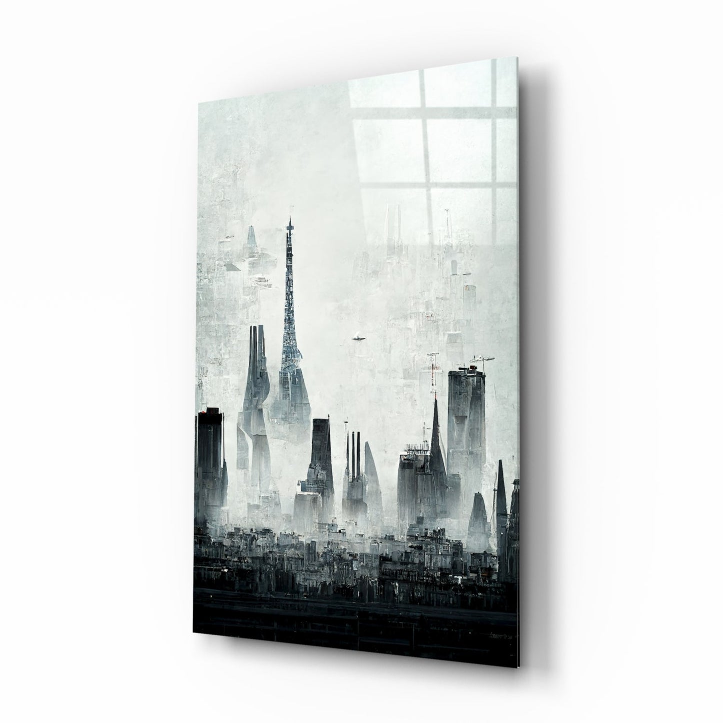 Old City Silhouette Glass Wall Art