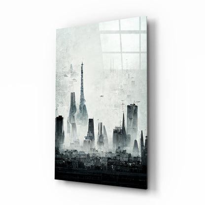 Old City Silhouette Glass Wall Art