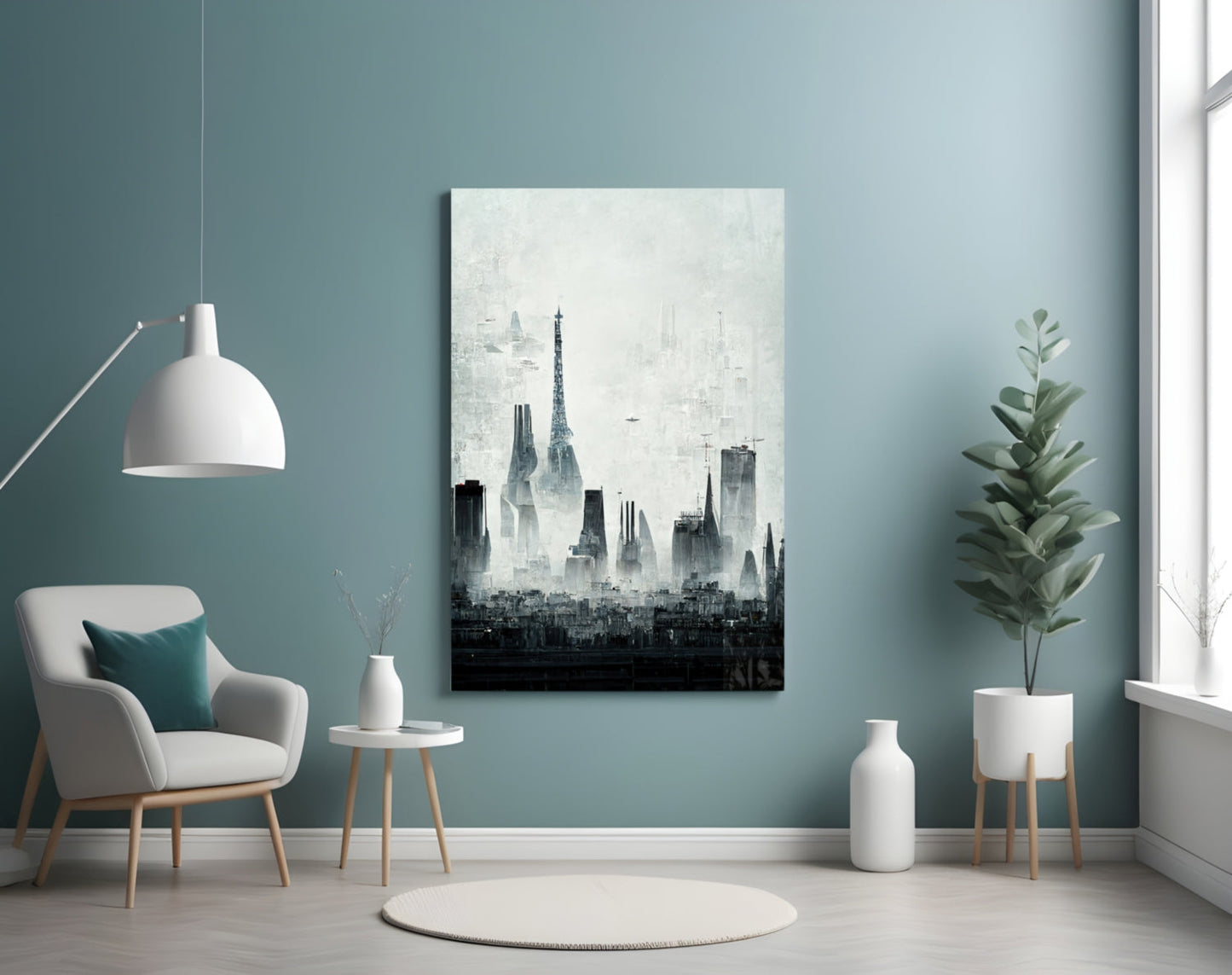 Old City Silhouette Glass Wall Art